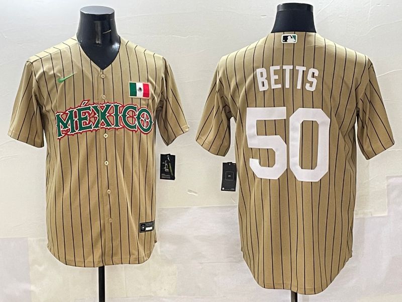 Men Mexico #50 Betts Brown Stripe Joint Name 2025 Nike MLB Jersey style 1->more jerseys->MLB Jersey
